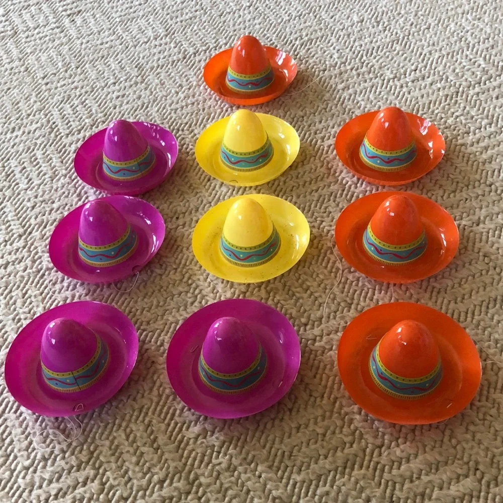 10 - Cinco De Mayo plastic sombrero party hats